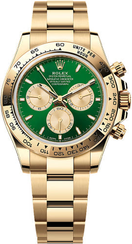 Rolex Cosmograph Daytona 40mm Bright Green Golden Dial Yellow Gold – 126508
