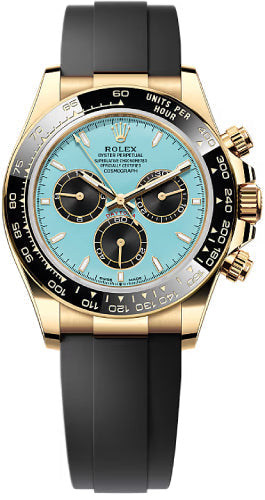 Rolex Cosmograph Daytona 40mm Turquoise Blue Black Dial Yellow Gold – 126518LN