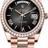 Rolex Day-Date 40 Everose Gold Slate Ombré Roman Dial Diamond-Set Bezel President Bracelet – 228345SLOM
