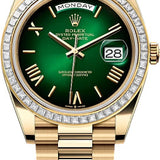 Rolex Day-Date 40 Yellow Gold Green Ombré Dial Diamond-Set Bezel President Bracelet – 228398GROM