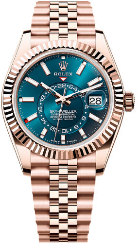 Rolex Sky-Dweller 42mm Everose Gold Blue-Green Dial Fluted Bezel Jubilee Bracelet – 336935BG