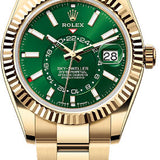 Rolex Sky-Dweller 42mm Yellow Gold Bright Green Dial Fluted Bezel Oyster Bracelet – 336938GRNO
