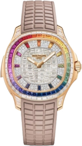 Patek Philippe Aquanaut Luce Rainbow Minute Repeater 38.8mm Rose Gold Gem-Set Bezel Rubber Strap – 5260/355R-001
