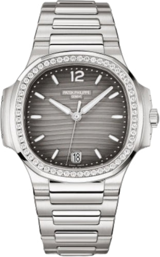 Patek Philippe Nautilus 35.2mm Stainless Steel Grey Opaline Dial Diamond Bezel – 7118/1200A-011