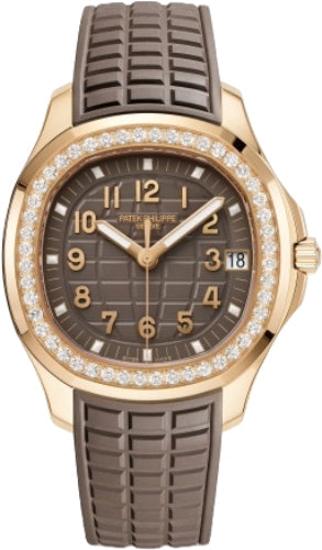 Patek Philippe Aquanaut Luce 38.8mm Rose Gold Taupe Grey-Brown Dial Diamond Bezel Rubber Strap – 5268/200R-010