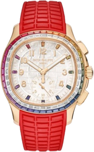Patek Philippe Aquanaut Luce Rainbow Chronograph Rose Gold Mother-of-Pearl Dial Gem-Set Bezel – 7968/300R-001