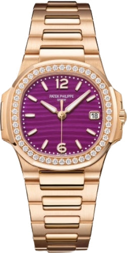 Patek Philippe Nautilus 32mm Rose Gold Lacquered Purple Dial Diamond Bezel – 7010/1R-013