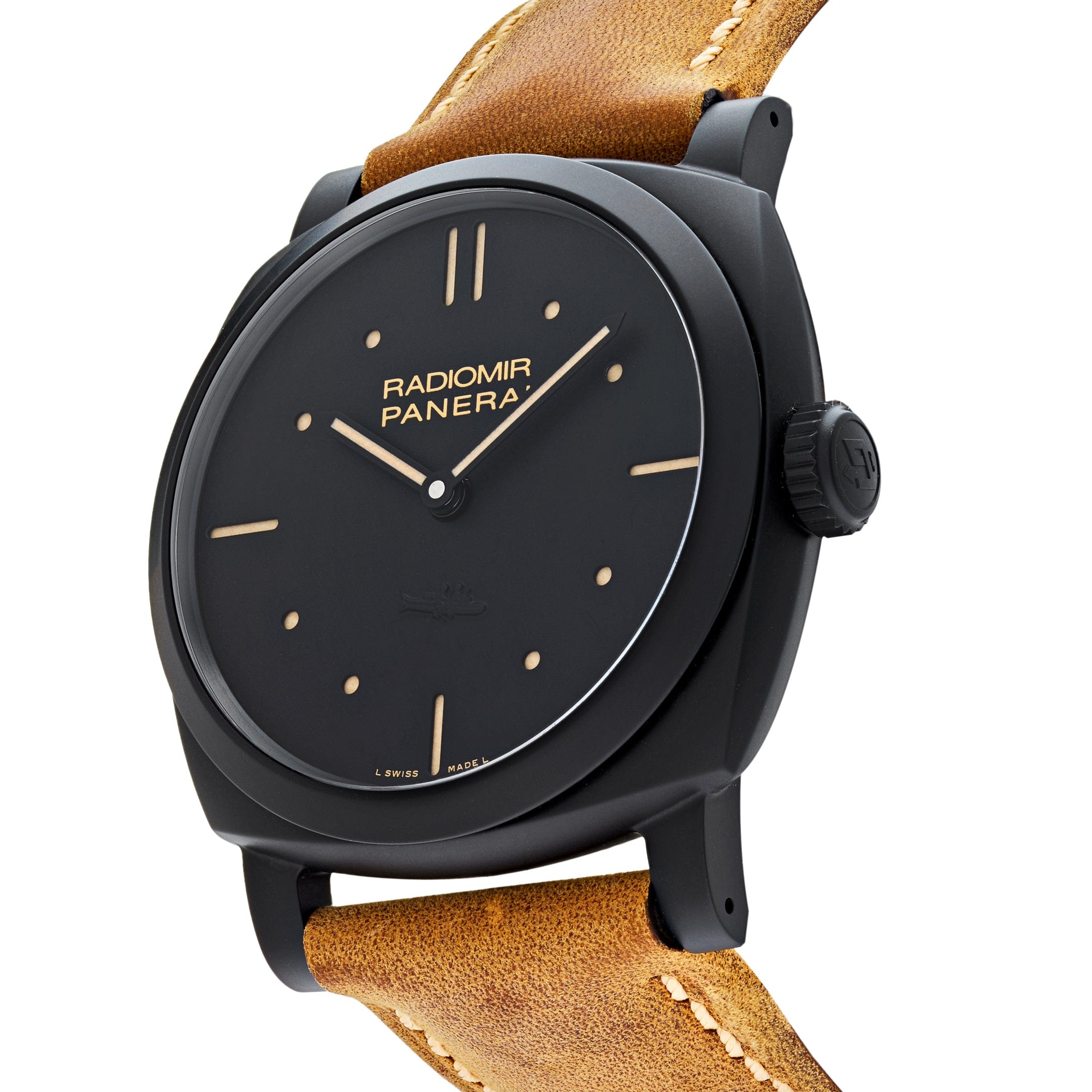 Panerai Radiomir 1940 3 Days Black Ceramic Scamosciato Strap PAM00577 view 2