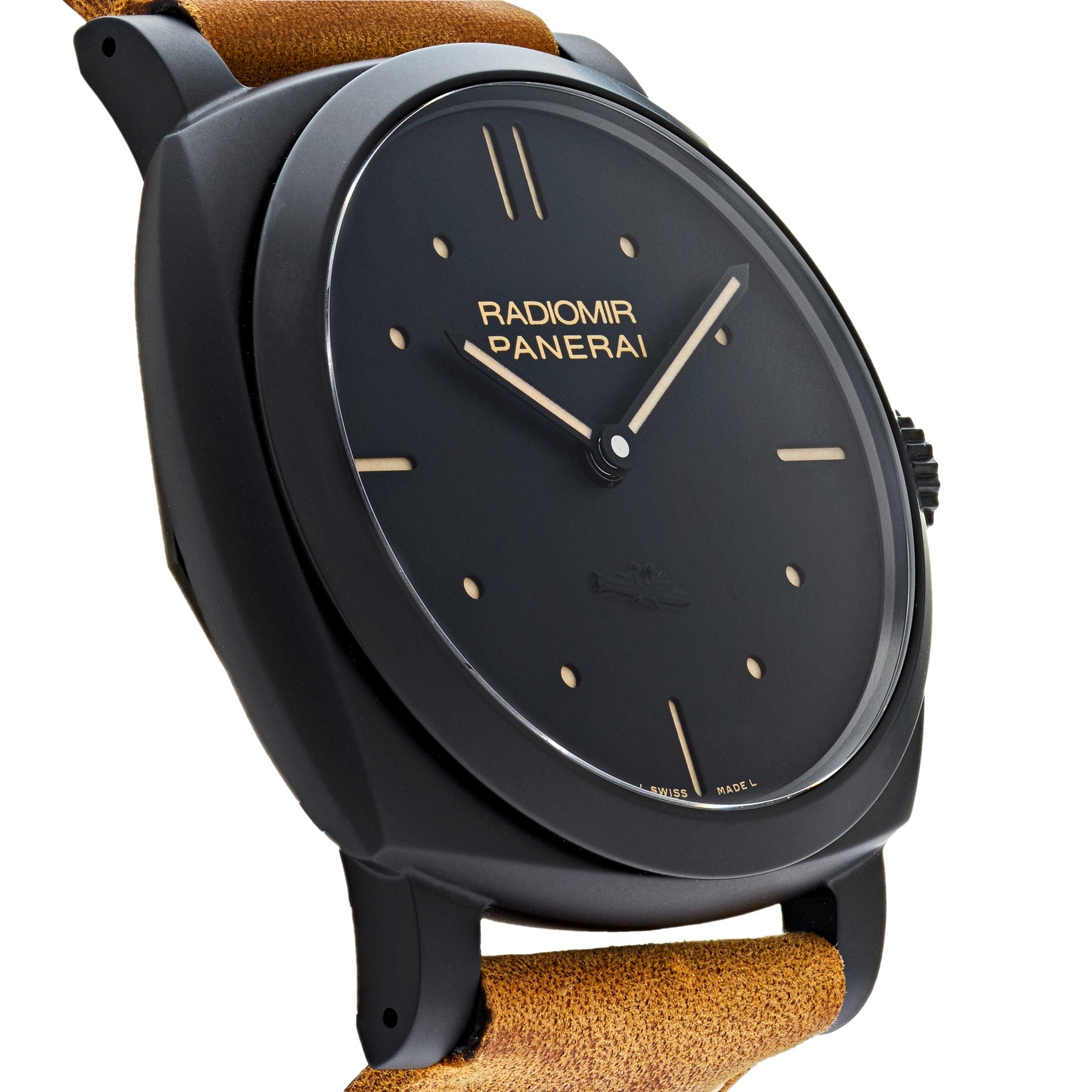 Panerai Radiomir 1940 3 Days Black Ceramic Scamosciato Strap PAM00577 view 3