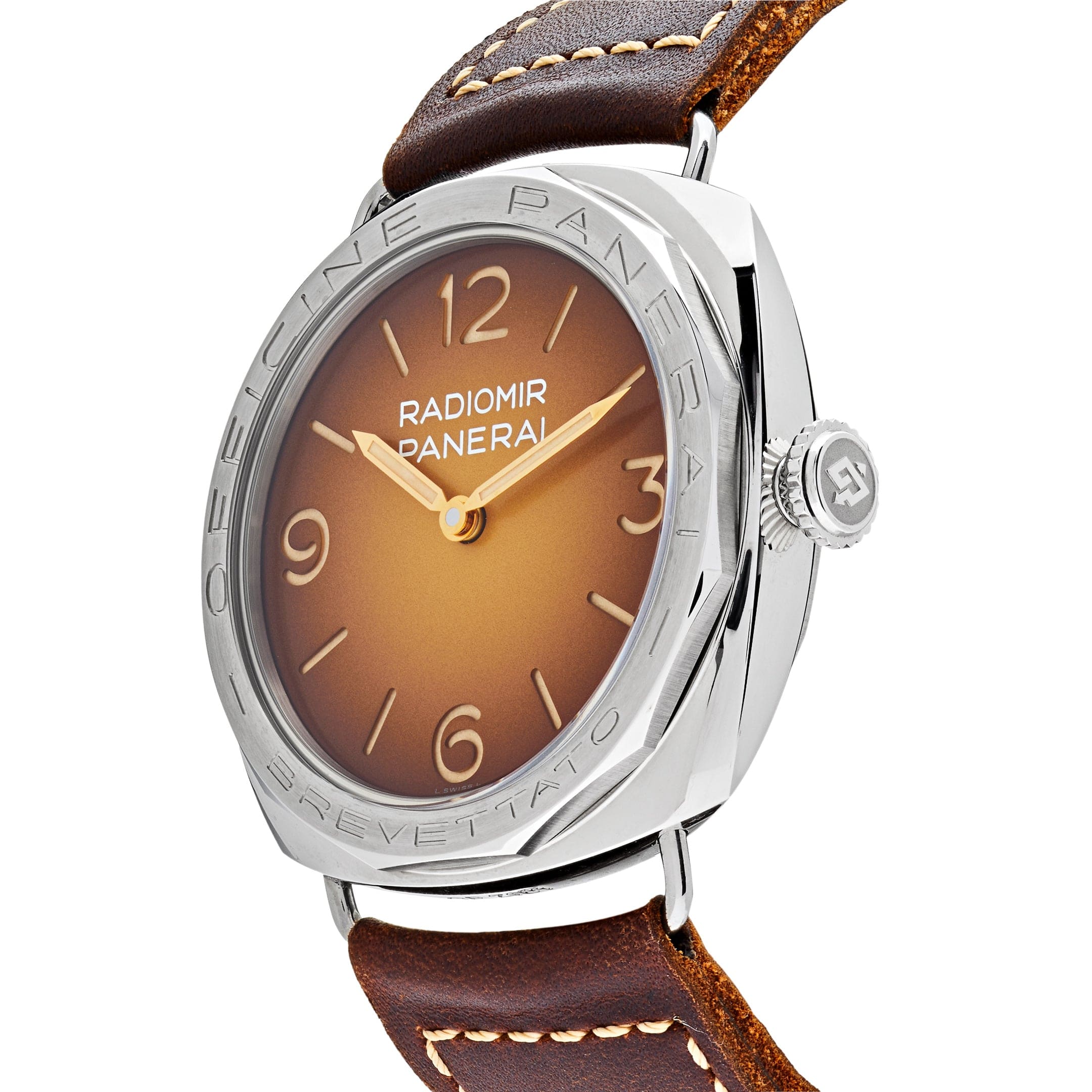 Panerai Radiomir 3 Days Acciaio Stainless Steel Brown Dial PAM00687 view 2