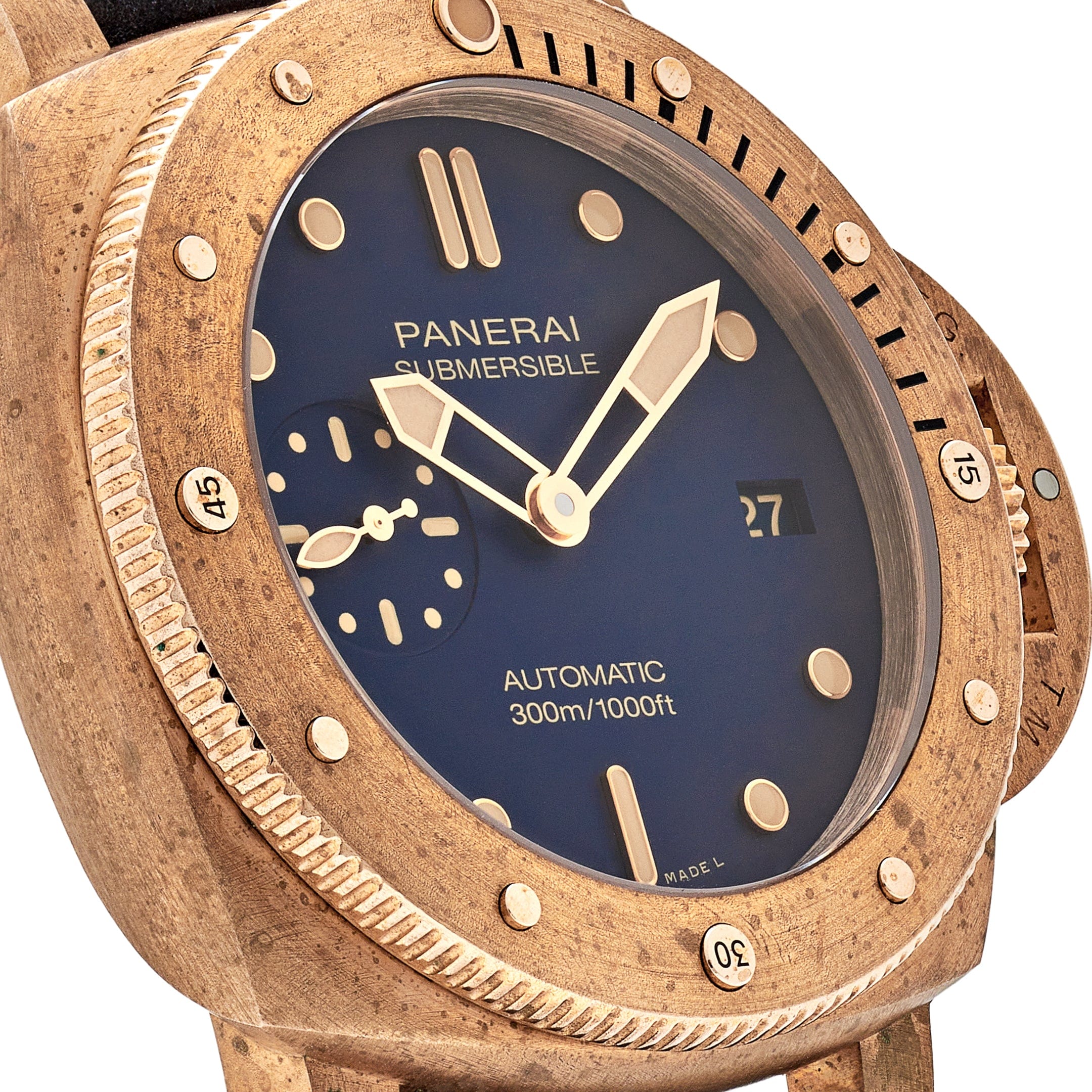 Panerai Submersible Bronzo Blu Abisso PAM01074 Brushed Bronze Blue Dial view 6