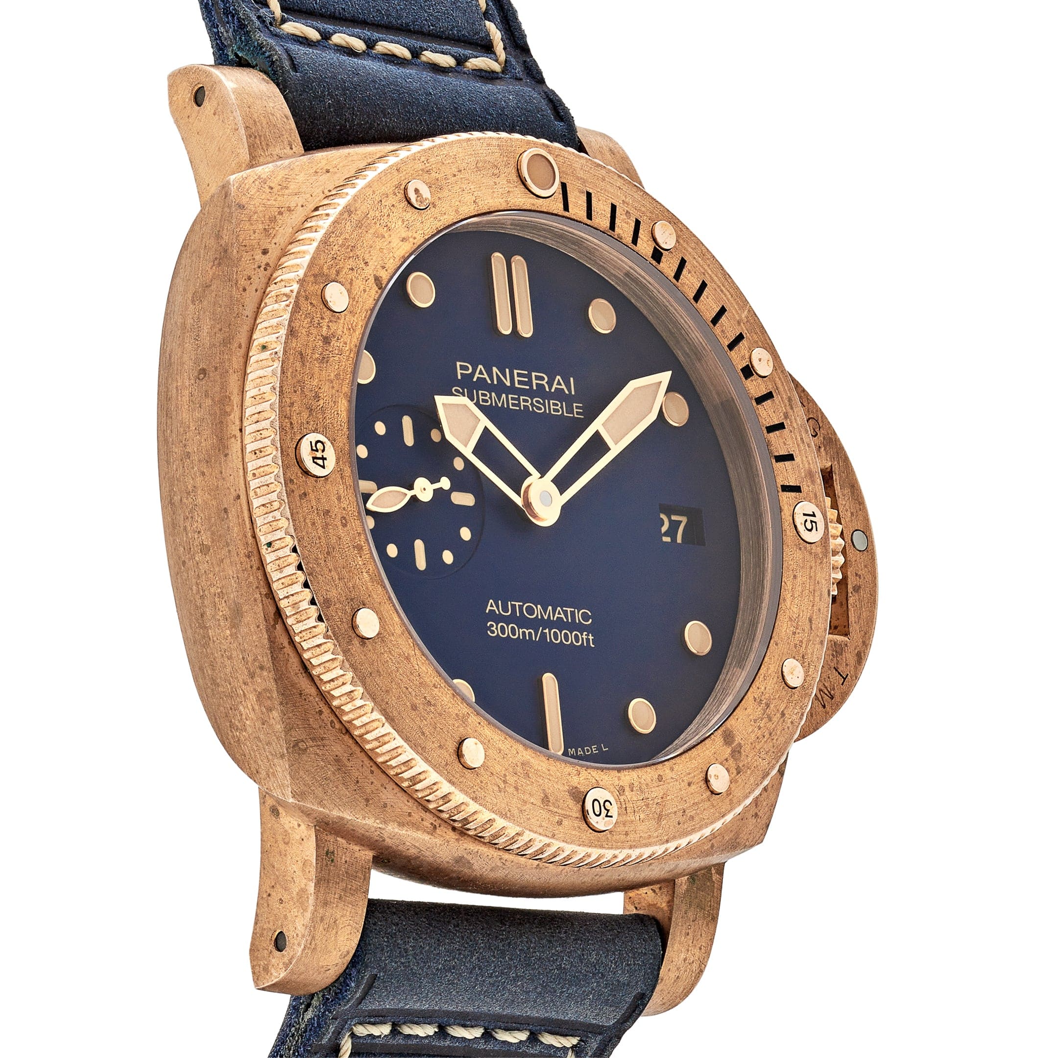 Panerai Submersible Bronzo Blu Abisso PAM01074 Brushed Bronze Blue Dial view 4