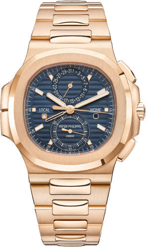 Patek Philippe Nautilus Flyback Chronograph Travel Time 40.5mm Rose Gold Blue Dial Rose Gold Bracelet – 5990/1R-001