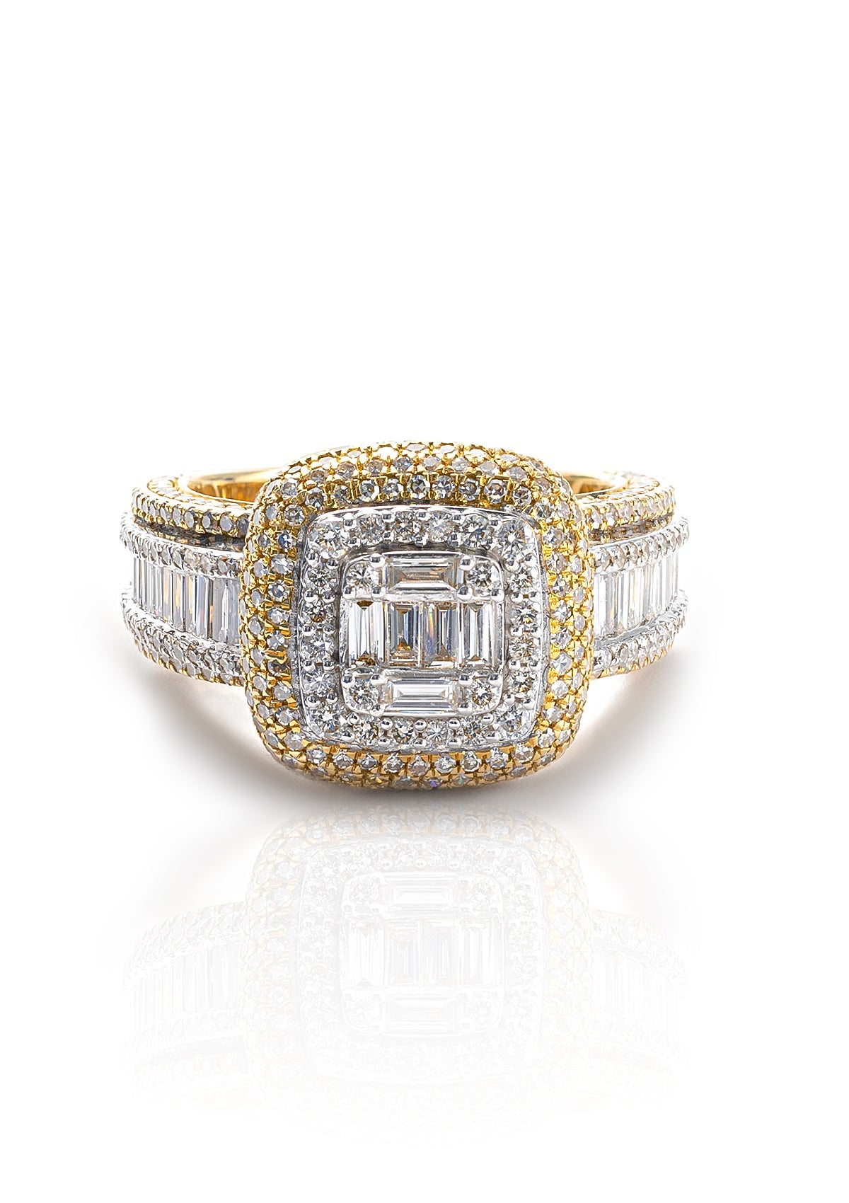 Diamond Baguette Ring, 14K Yellow Gold 3.98ct